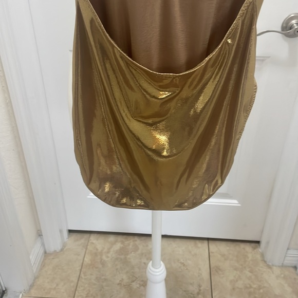 Gold Norma Kamali one piece bathing suit. - Picture 3 of 5